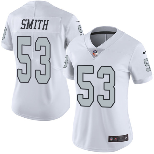 Women's Elite Malcolm Smith Nike Jersey White - #53 Rush NFL Oakland Raiders